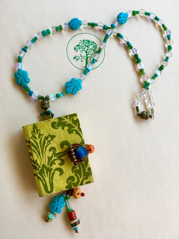 Miniature book necklace
